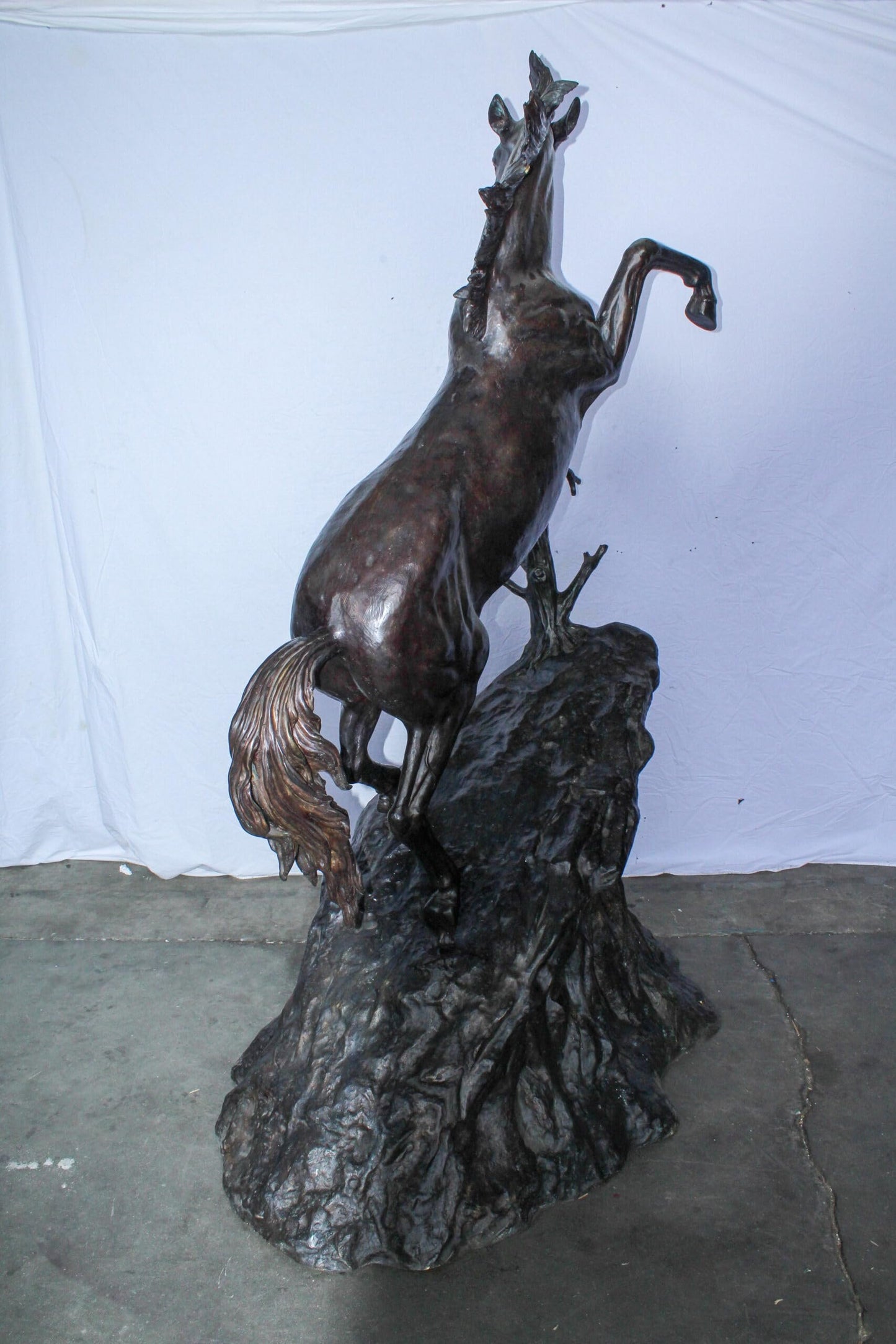 Life Size Bronze Rearing Horse Sculpture by J. Dagan 60" x 37" x 81"H
