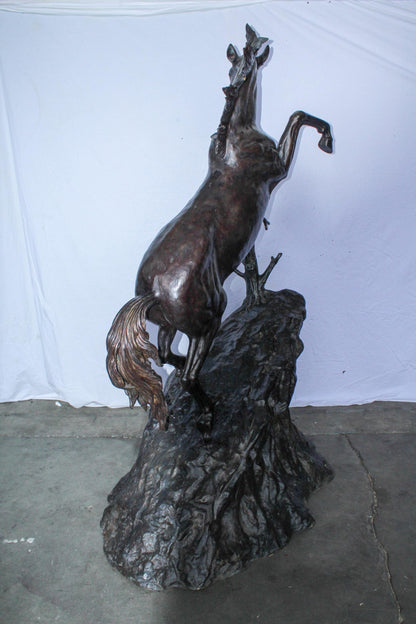 Life Size Bronze Rearing Horse Sculpture by J. Dagan 60" x 37" x 81"H