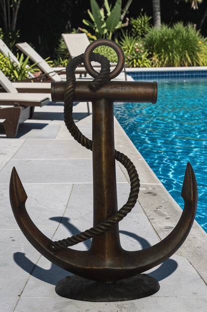 Anchor bronze statue - Size: 28"L x 11"W x 36"H.