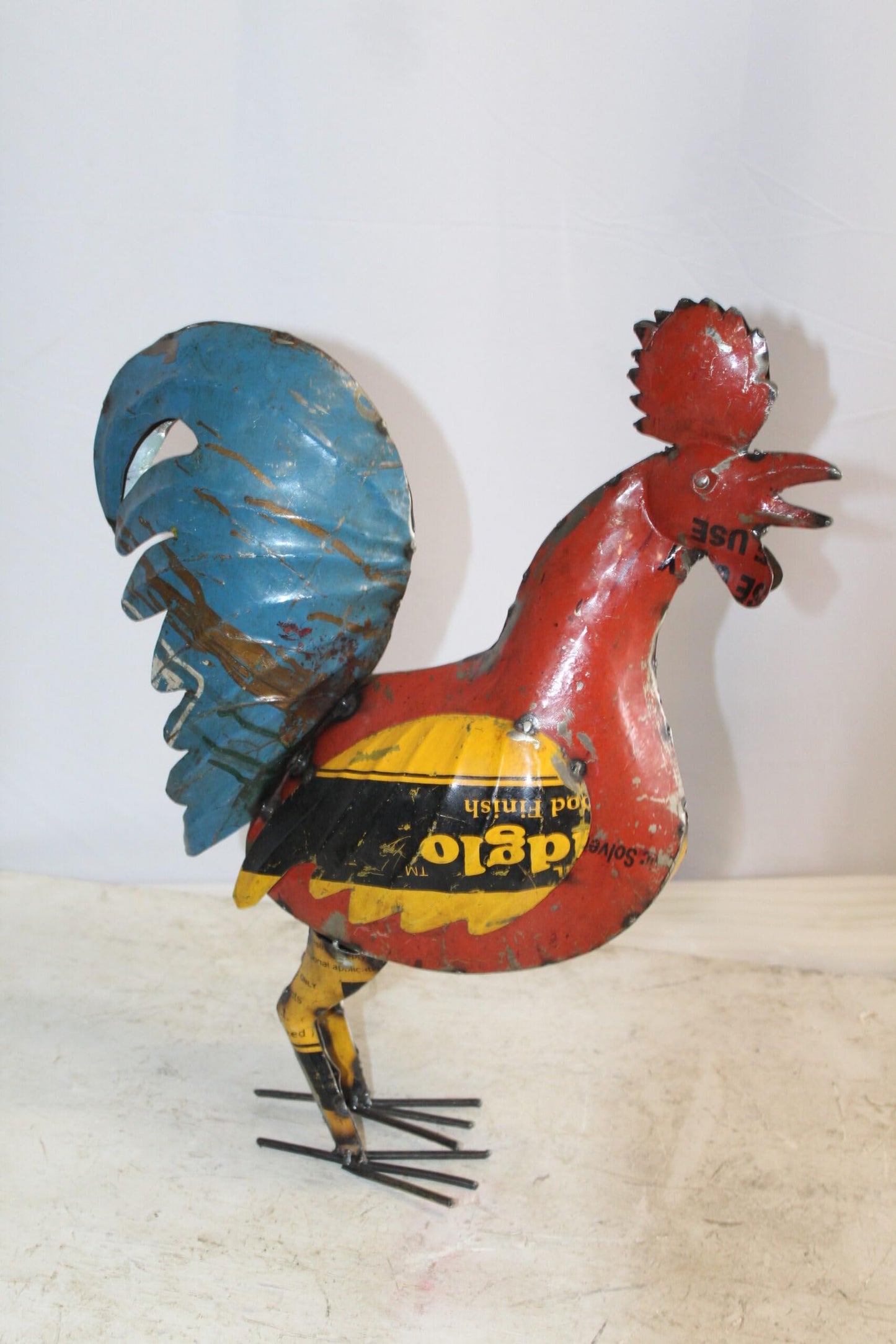 Colorful Thin Metal Rooster, Cockerel Statue 16" x 6" x 19"H