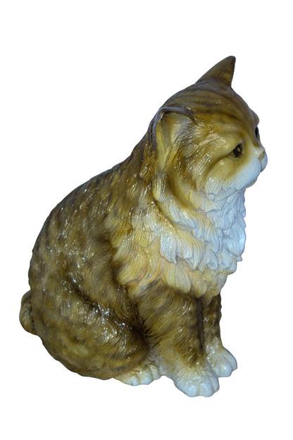 Colored Cat Sitting Bronze Statue, Charming for Cat Lovers 12" x 10" x 14"H