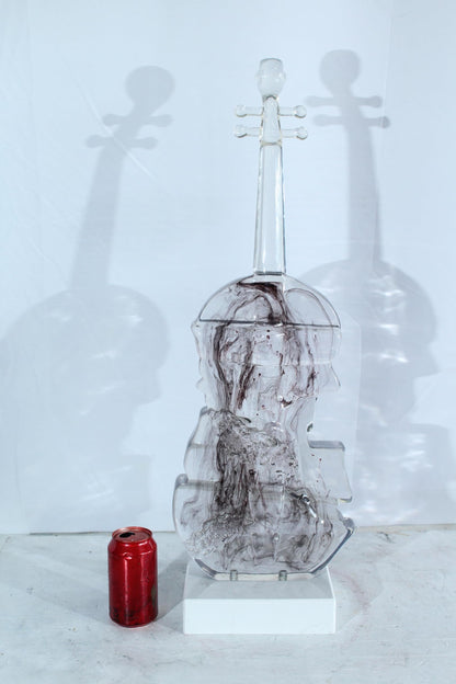 NIFAO Resin Violin Statue Clear Abstract Musical Instrument Art Decor 10" x 6" x 29"H