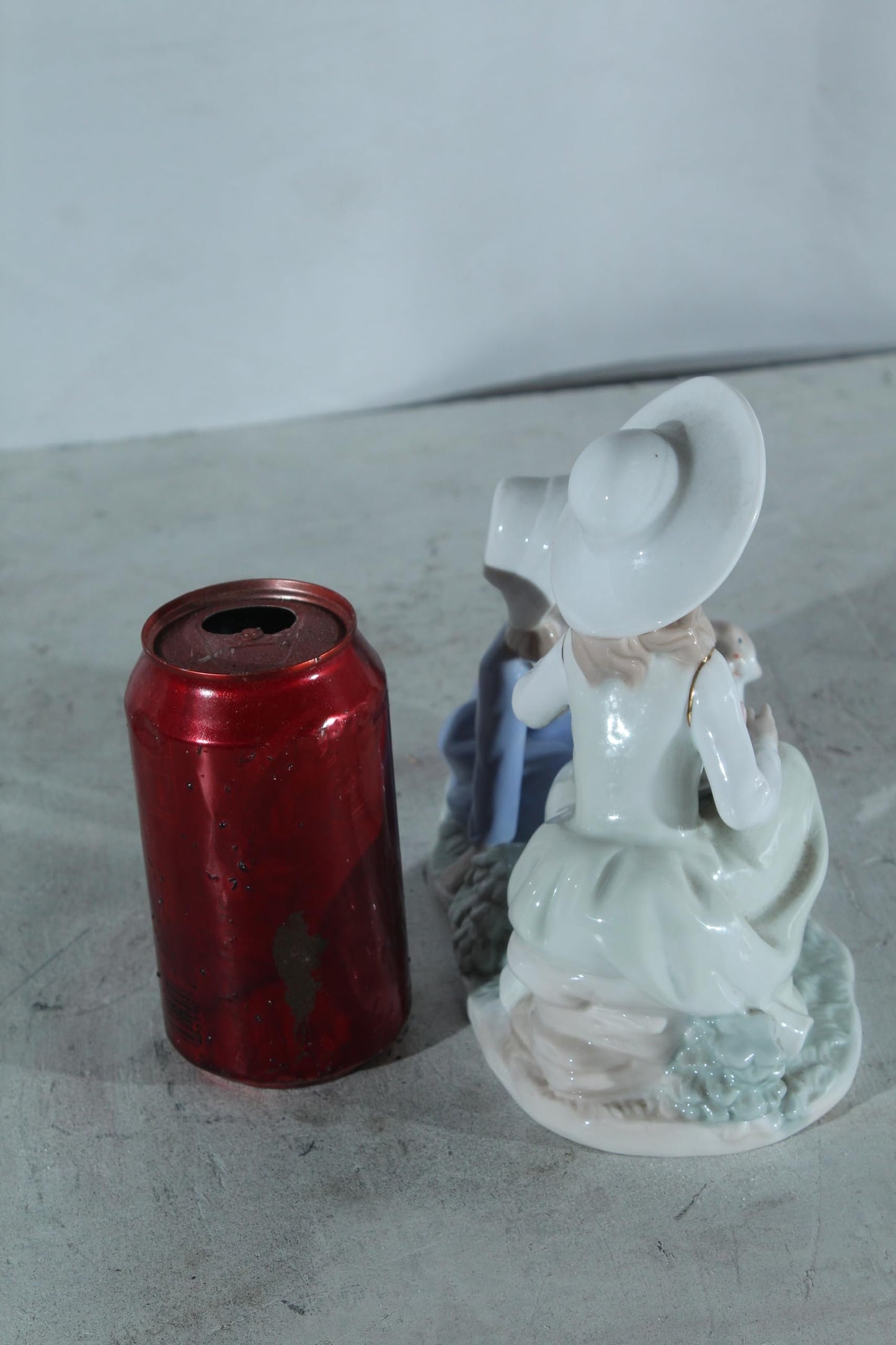NIFAO Porcelain Figurine Two Girls with Puppy and Flowers 9"x4"x8"H