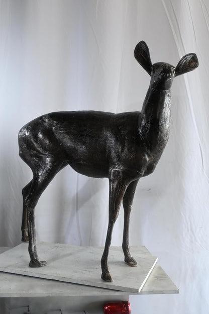 Graceful Doe Deer Statue Large Aluminum Garden Sculpture 48"x18"x46"H