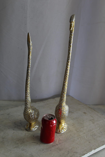 Aluminum Pair of Swans with Gold and Silver Finish 8" x 6" x 22"H