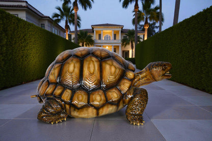 Giant Tortoise Turtle Fountain Light Brown Finish Bronze Statue  24"x 38" x 16"H