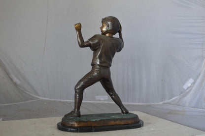 Young Quarterback bronze statue - Size: 14"L x 6"W x 20"H.