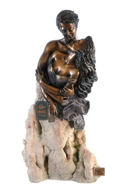 Manel Vidal Pasion Bronze Lovers Embrace Sculpture Ebano 11"x7"x20"H