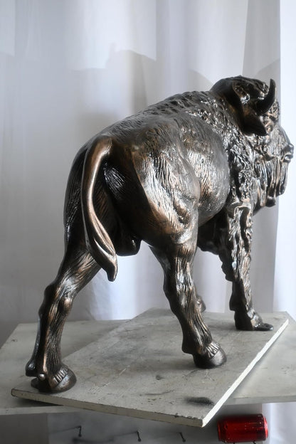 Aluminum American Bison Sculpture Dark Bronze Patina Art 46"x15"x35"H