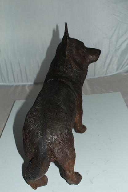 Standing Corgi Dog Bronze Sculpture Statue Figurine Decor 20"x8"x15"H