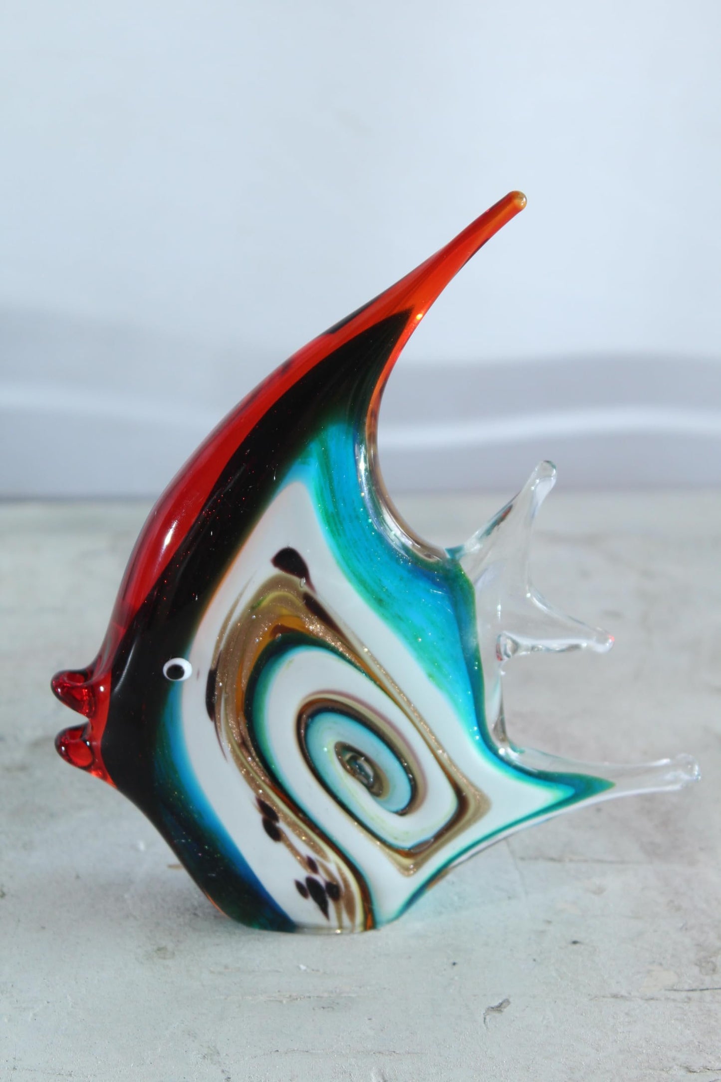 NIFAO Glass Angelfish Sculpture Coastal Art Decor 8" x 2" x 9"H