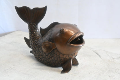 Bronze Koi Fish Fountain Sculpture Garden Water Feature 15"x7"x9"H