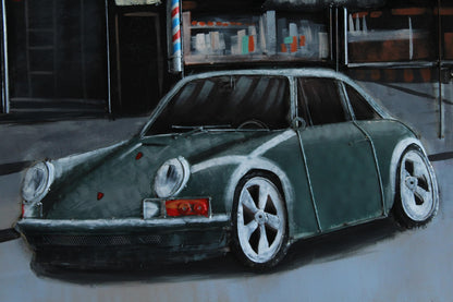 NIFAO Porsche 911 Inspired Classic Green Sports Car Metal Wall Art 79" x 2" x 40"H