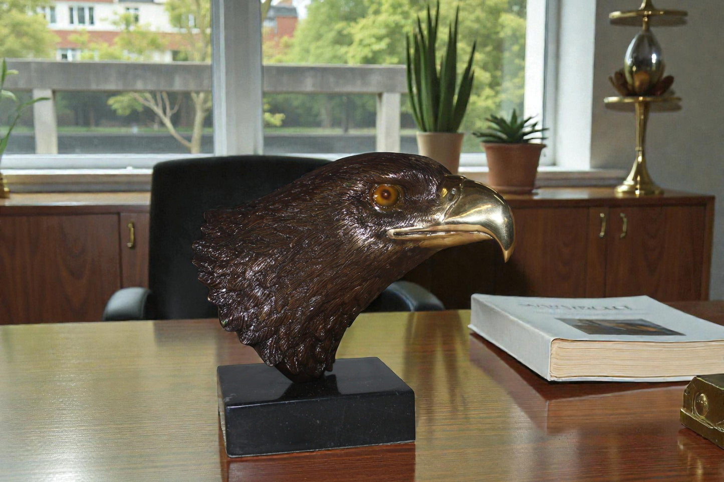 Bronze Eagle Head Sculpture