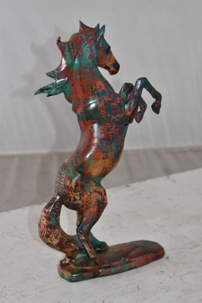 Small Varicolored Rearing Horse Resin Statue Size: 8" x 3" x 13"H