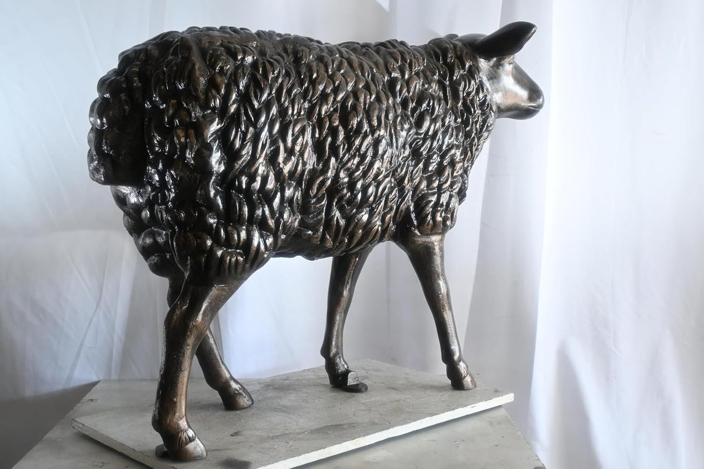 Aluminum Standing Sheep Sculpture Dark Bronze Patina Art 46"x17"x34"H