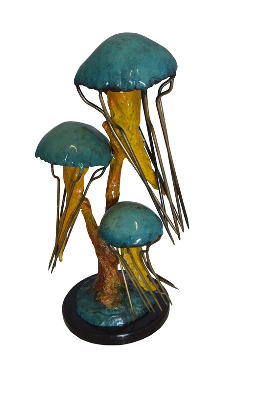 Three Jellyfish Bronze Statue -  Size: 12"L x 10"W x 22"H.