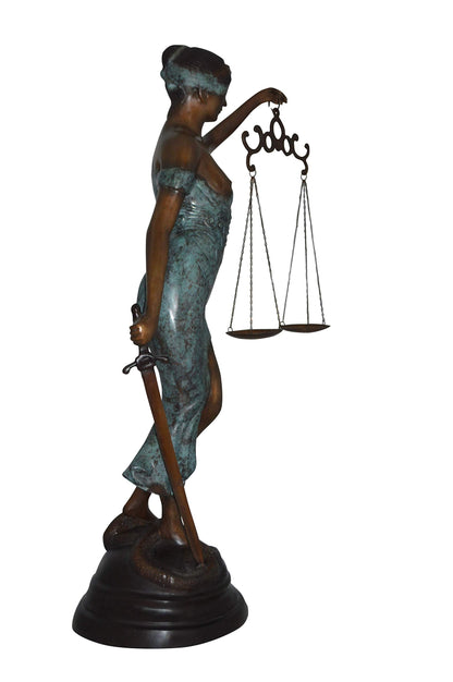 Lady Justice Large Bronze Statue -  Size: 22"L x 13"W x 44"H.