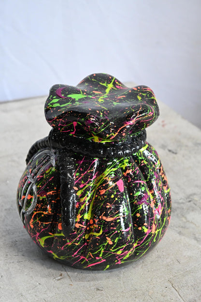 NIFAO Money Bag Ceramic Figurine Dollar Sign Andres Mendez Art 6"x6"x7"H