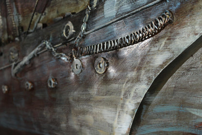 NIFAO Vintage Sailing Ships 3D Sheet Metal Wall Art Painting 79" x 2" x 40"H