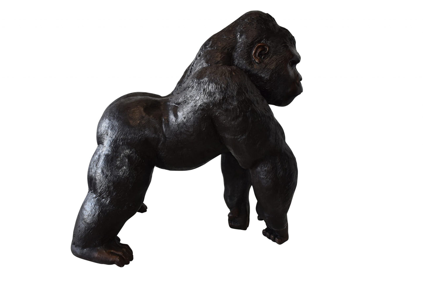 Giant King Kong Gorilla Looking Around Bronze Statue Size: 58" x 38" x 60"H