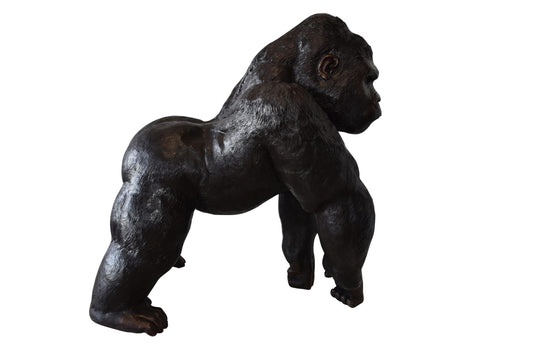 Giant King Kong Gorilla Looking Around Bronze Statue Size: 58" x 38" x 60"H