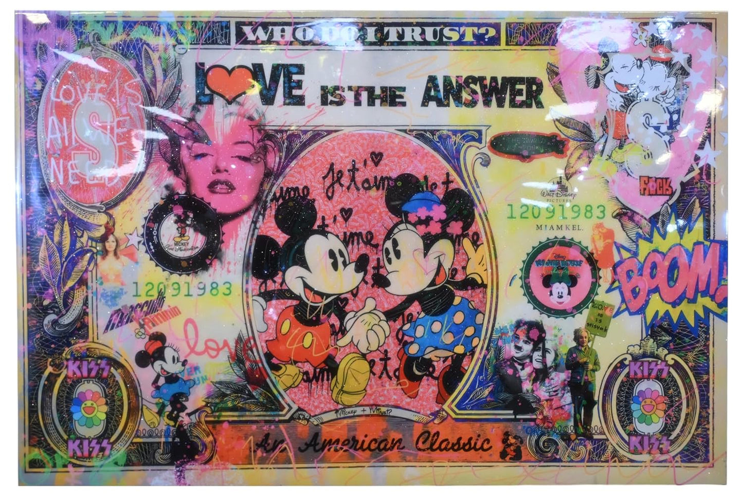Love Is The Answer Pop Art Currency Canvas 60"x40"