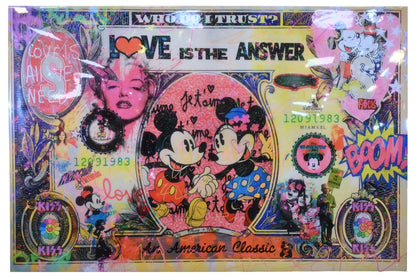 Love Is The Answer Pop Art Currency Canvas 60"x40"