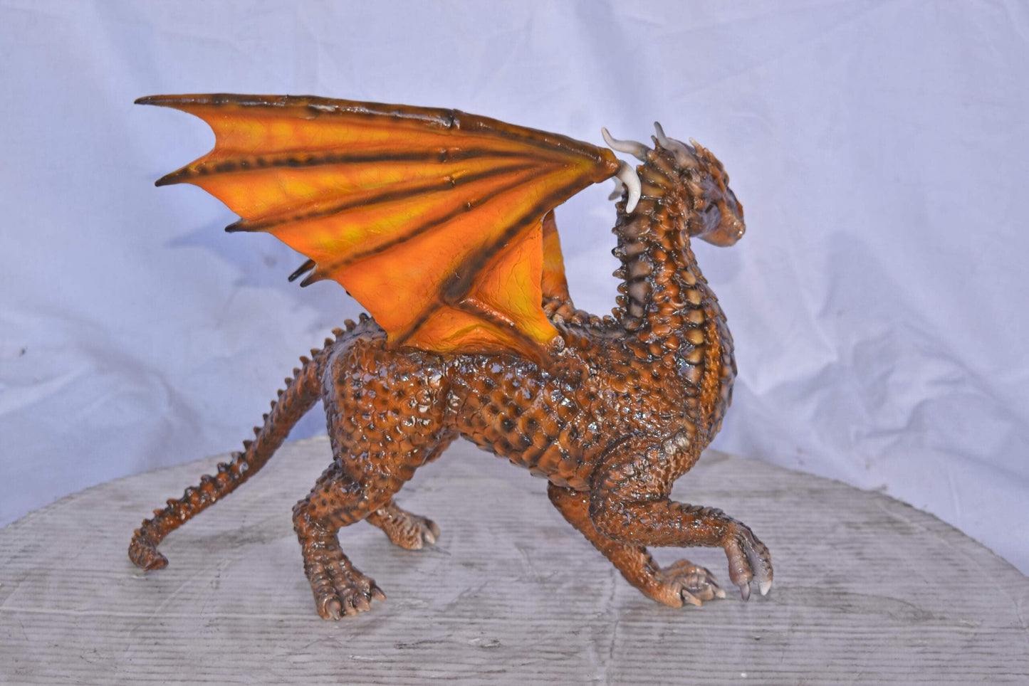 Painted Dragon Made of Bronze, Statue - Size: 15"L x 14"W x 12"H.
