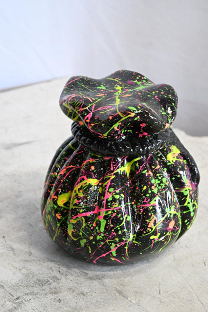 NIFAO Money Bag Ceramic Figurine Dollar Sign Andres Mendez Art 6"x6"x7"H