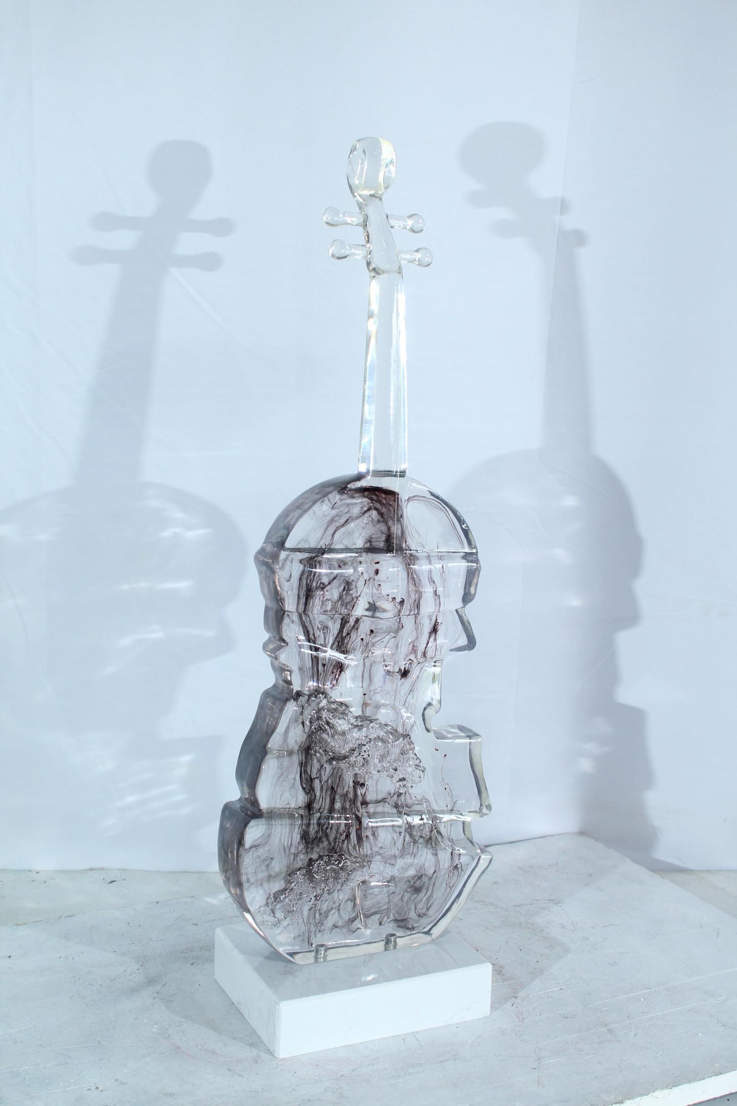 NIFAO Resin Violin Statue Clear Abstract Musical Instrument Art Decor 10" x 6" x 29"H