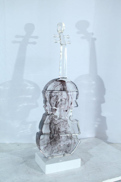 NIFAO Resin Violin Statue Clear Abstract Musical Instrument Art Decor 10" x 6" x 29"H
