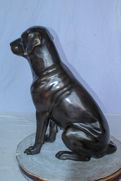Large Bronze Chocolate Labrador Dog Statue Sitting Pose 22" x 12" x 27"H