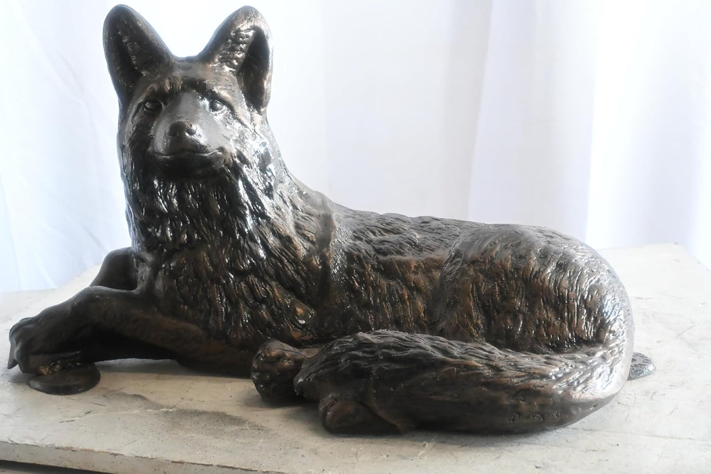Loyal Resting German Shepherd Handcrafted Aluminum Decor 25"x12"x15"H