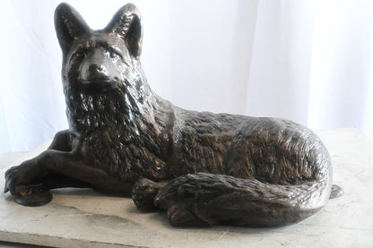 Loyal Resting German Shepherd Handcrafted Aluminum Decor 25"x12"x15"H