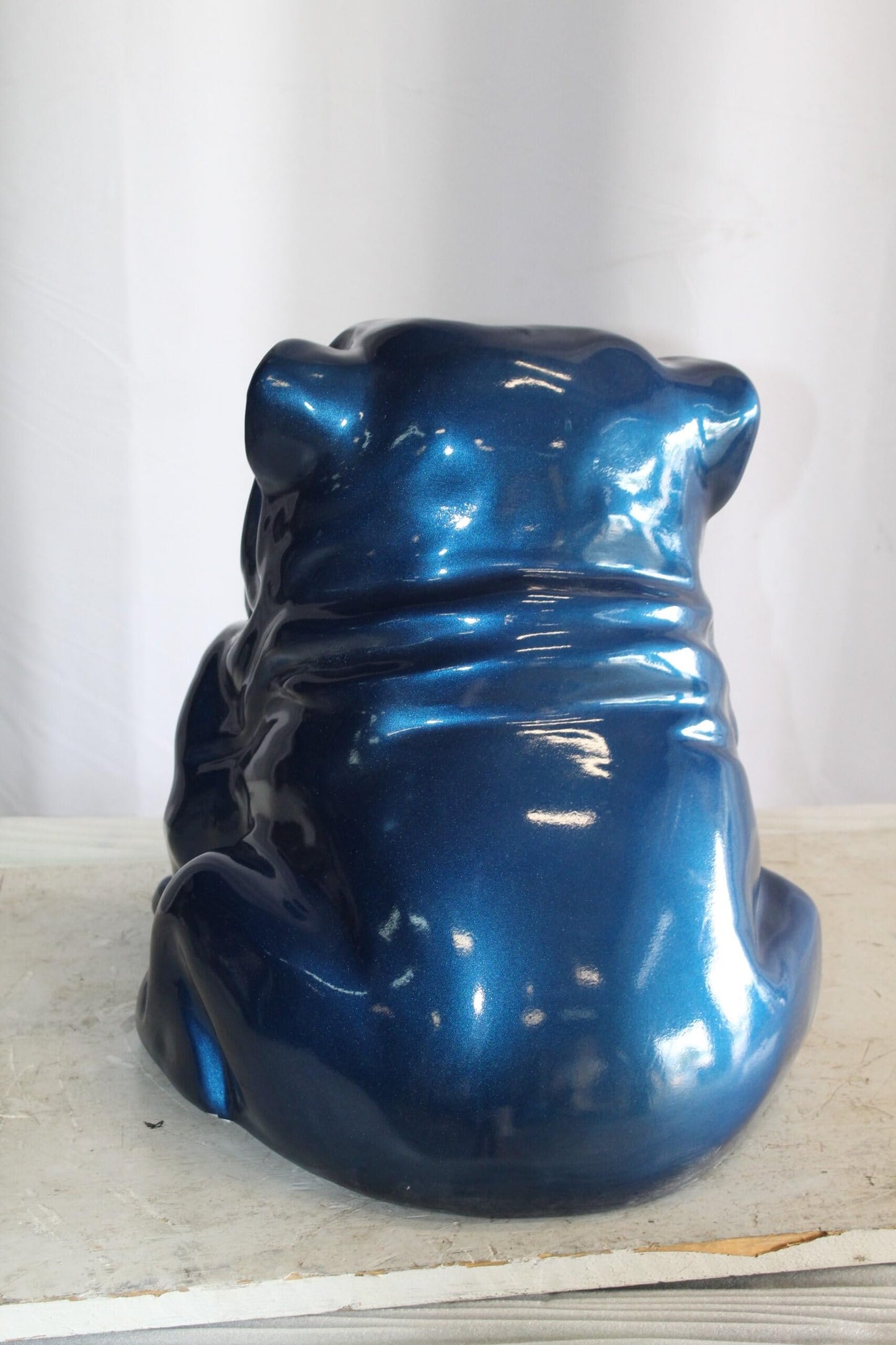 A Charming Blue Resin Bulldog, Perfect for Dog Lovers 19" x 15" x 16"H
