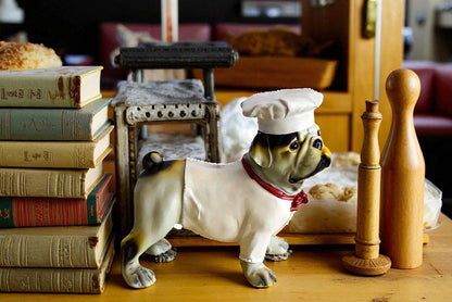 A Happy Dog Dressed as A Baker Man, Resin Statue 10" x 5" x 9"H