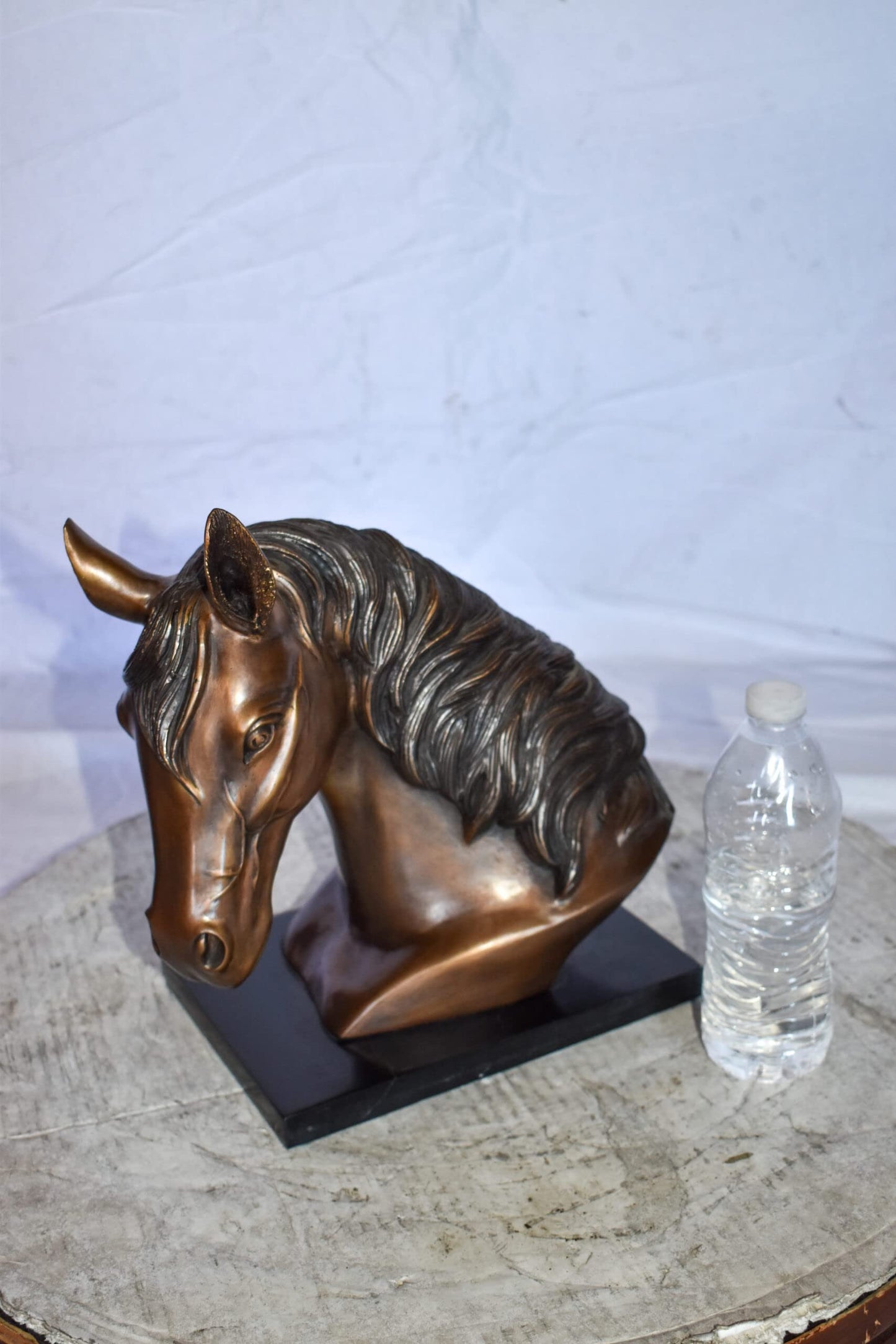Bust Of a Horse Made of Bronze Mounted on Marble Size: 12" x 6" x 12"H