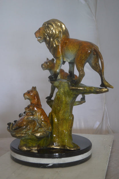 Family of Lions Bronze Statue - Lion King -  Size: 21"L x 22"W x 28"H.