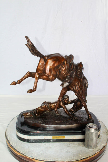 Nifao Brand – Wicked Pony Bronze Statue by Frederic Remington | Cowboy & Wild Horse Sculpture | Lost Wax Casting | Western Art Decor 19" x 11" x 23"H