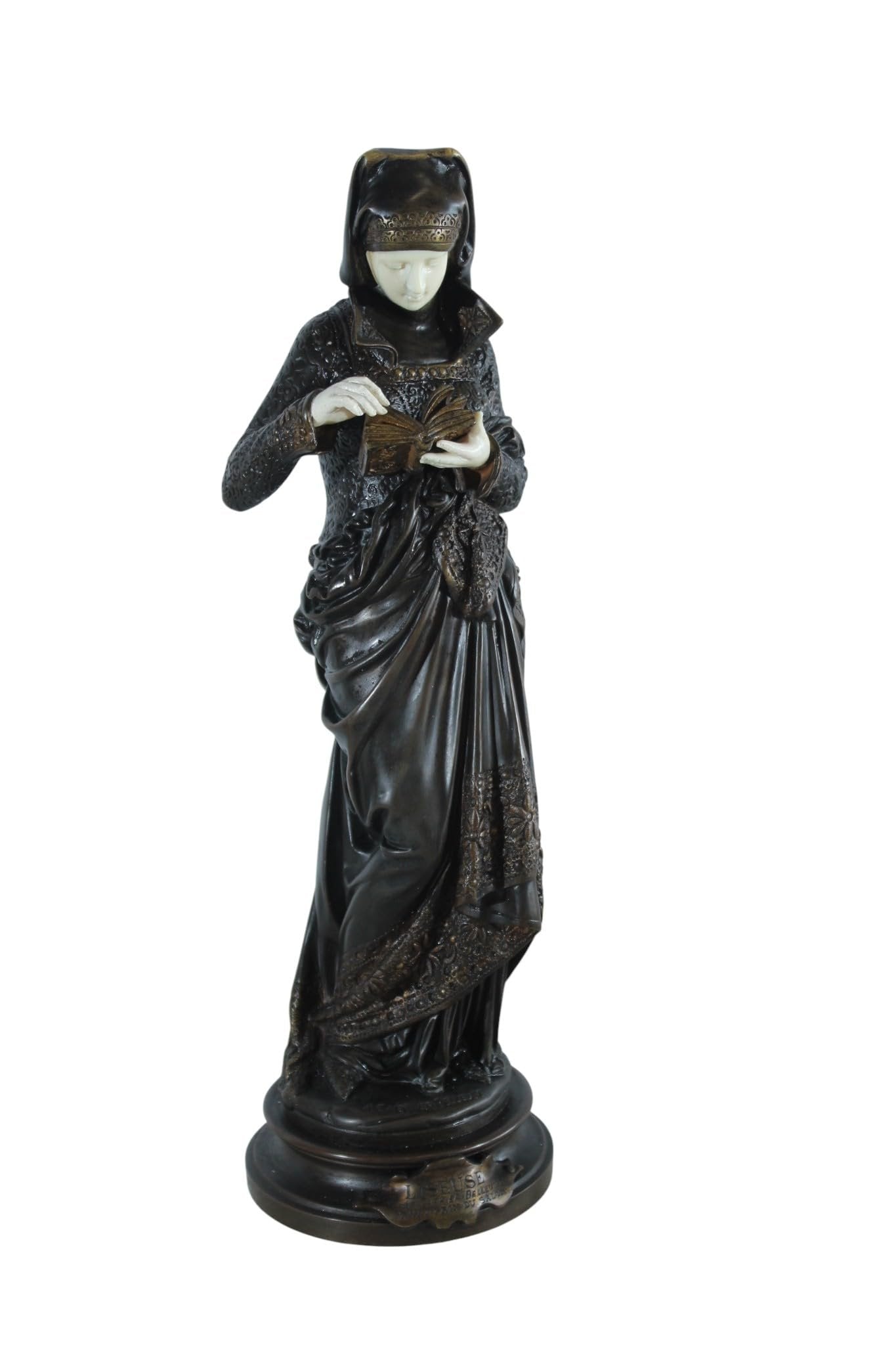 NIFAO Bronze Reading Figure After Carrier Belleuse Liseuse 5"x5"x16"H