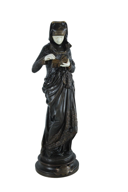 NIFAO Bronze Reading Figure After Carrier Belleuse Liseuse 5"x5"x16"H