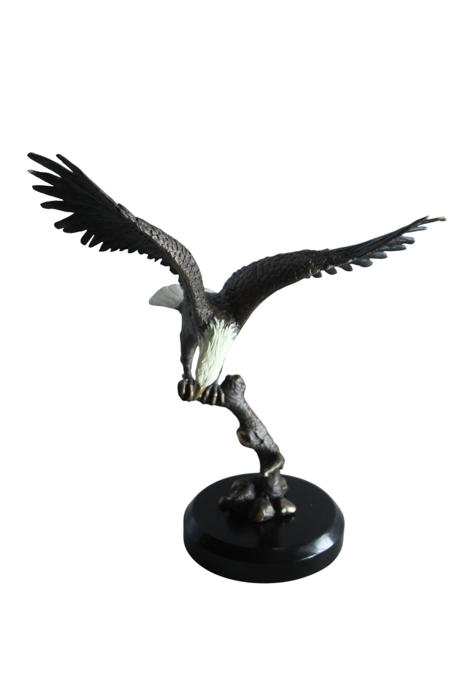 NIFAO Bronze Eagle Statue on Marble Base Soaring Bird Sculpture 8" x 5" x 10"H