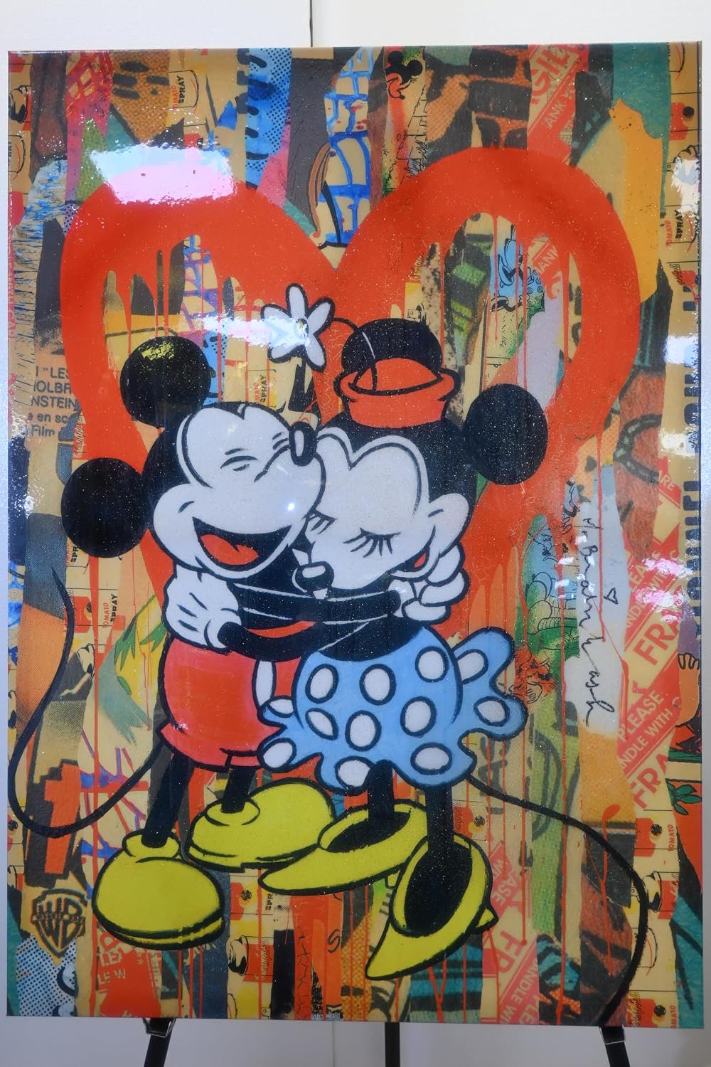 Cartoon Mice Heart Hug Pop Art Resin Canvas 40"x56"