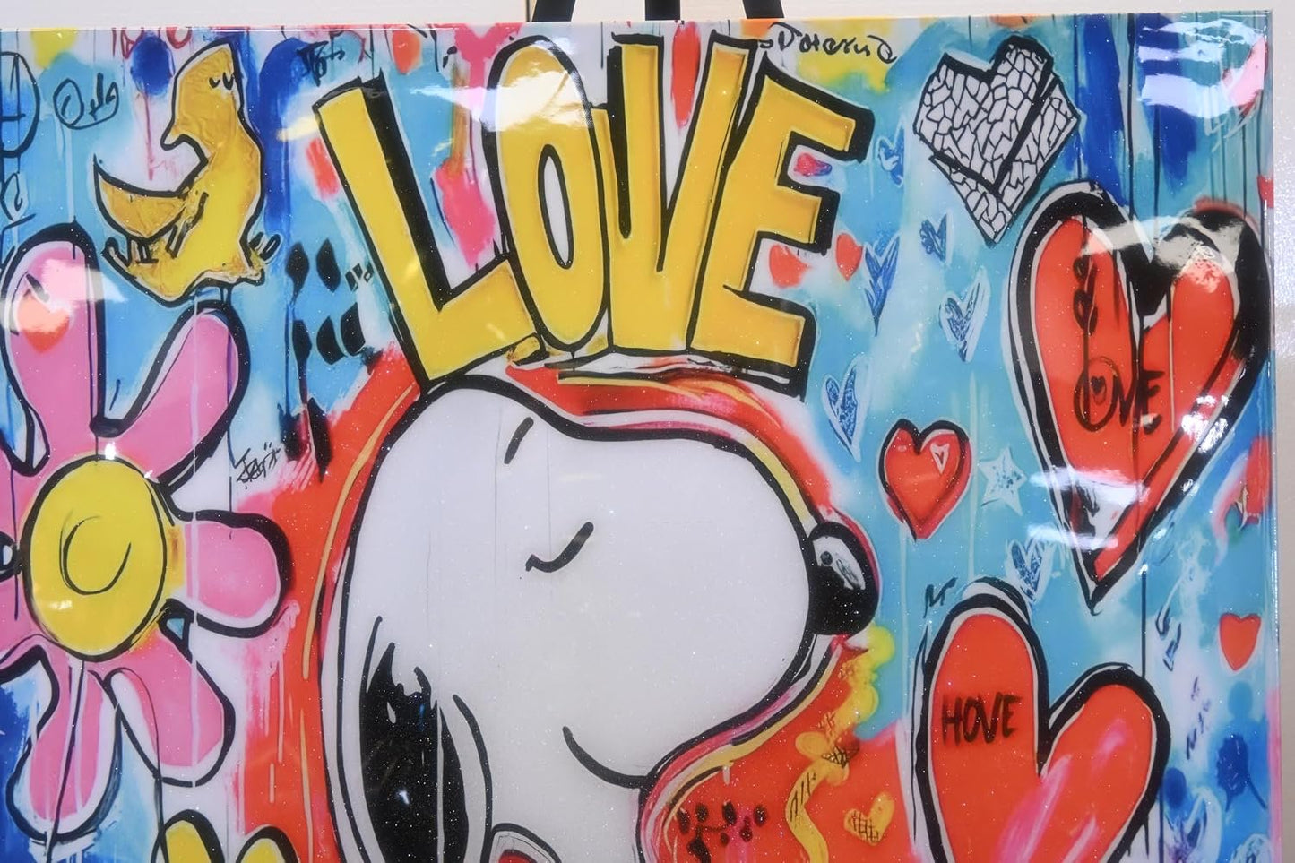 Snoopy Love Graffiti Pop Art Resin Canvas 40"x40"
