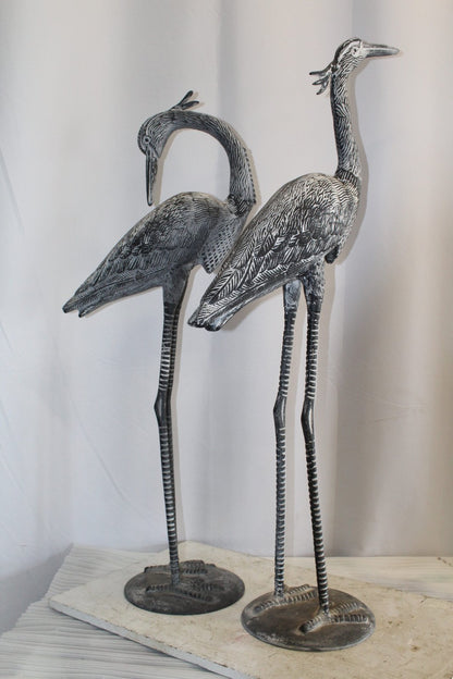 Aluminum Pair of Decorative Cranes, an Elegant Home Accent 26" x 11" x 48"H