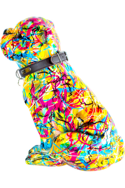 Vibrant Bulldog Resin Statue Pop Art Style Dog Decor Sculpture 18" x 11" x 19"H