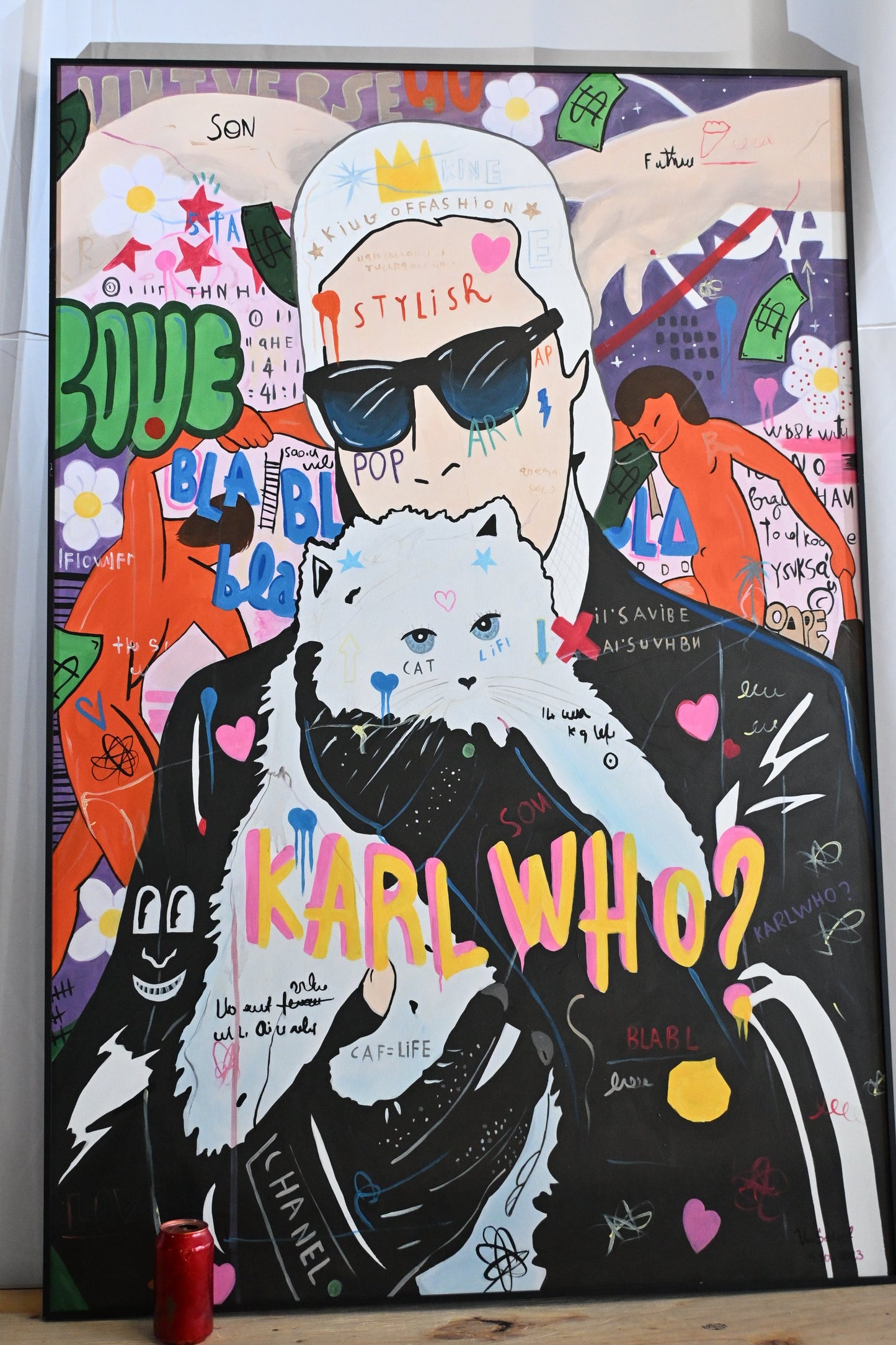 Karl Who Pop Art Canvas Painting Fashion Icon Framed Art 61"x41"