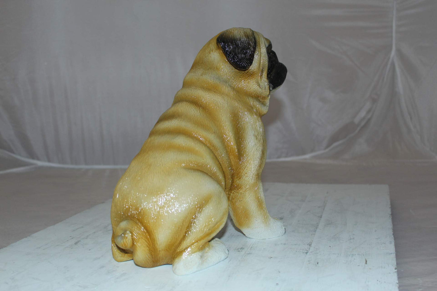 Pug Dog Bronze Statue -  Size: 12"L x 6"W x 11"H.