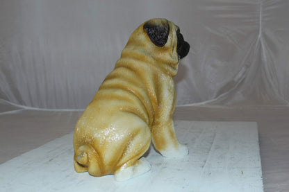 Pug Dog Bronze Statue -  Size: 12"L x 6"W x 11"H.